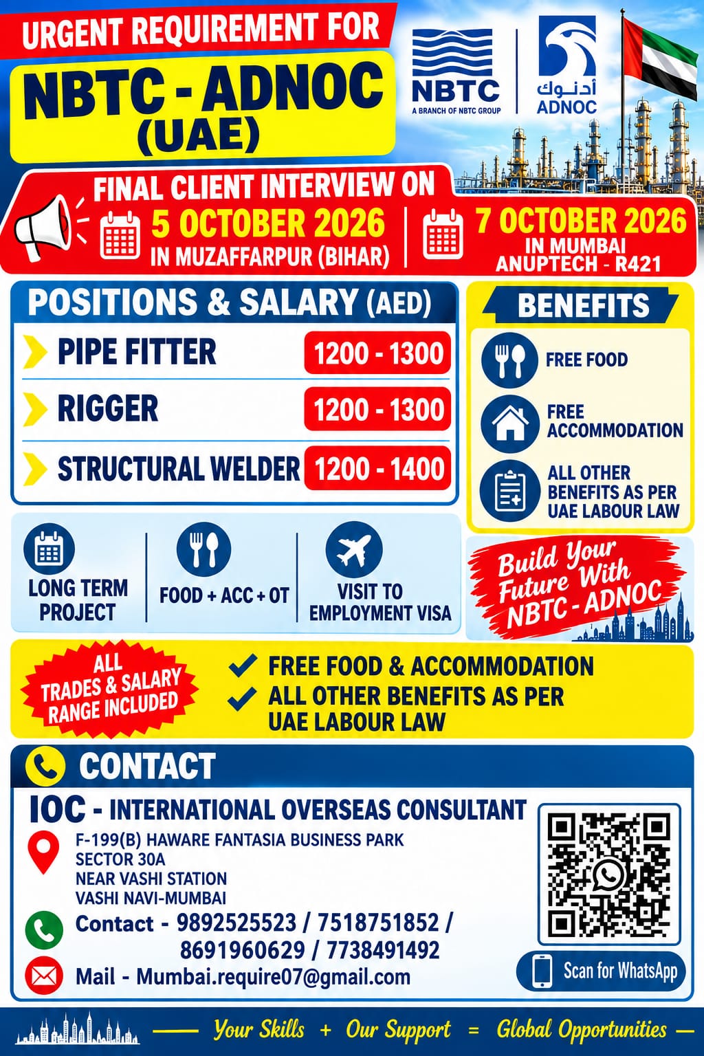 UAE Job Vacancy – NBTC ADNOC Project Hiring