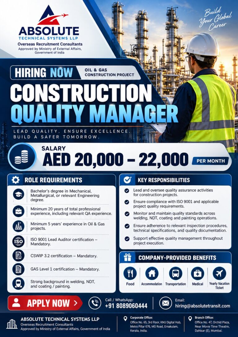 Construction Quality Manager Jobs in UAE - Absolute Technical Systems 6 Construction Quality Manager Jobs in UAE – Absolute Technical Systems