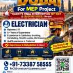 🇦🇪 DUBAI JOB OPPORTUNITY! | ELECTRICIANS WANTED ⚡ – Crescent Careers Chennai