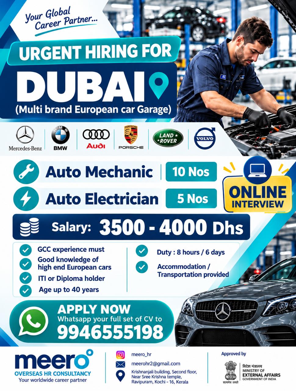 Dubai Job Vacancy – Urgent Hiring at Meero HR Consultancy