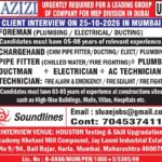 Dubai MEP Jobs – Client Interview in Mumbai at Soundlines