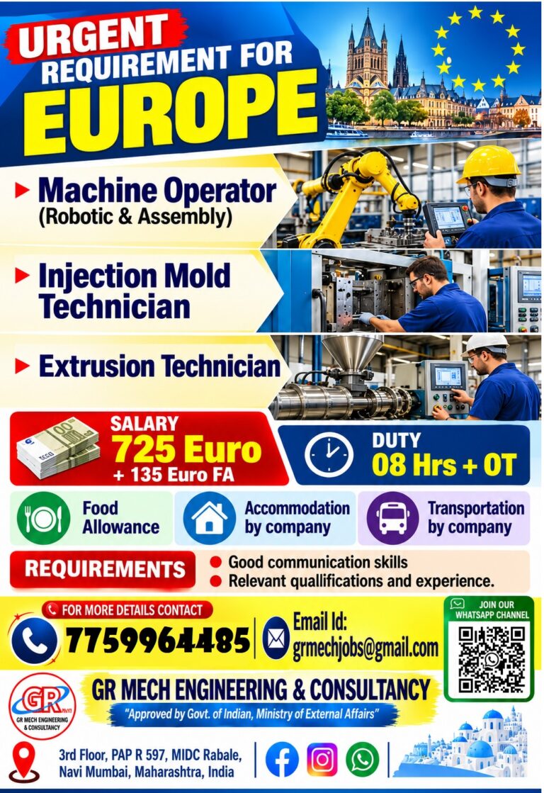 Europe Job Vacancy - Urgent Hiring at GR Mech Engineering 3 Europe Job Vacancy – Urgent Hiring at GR Mech Engineering
