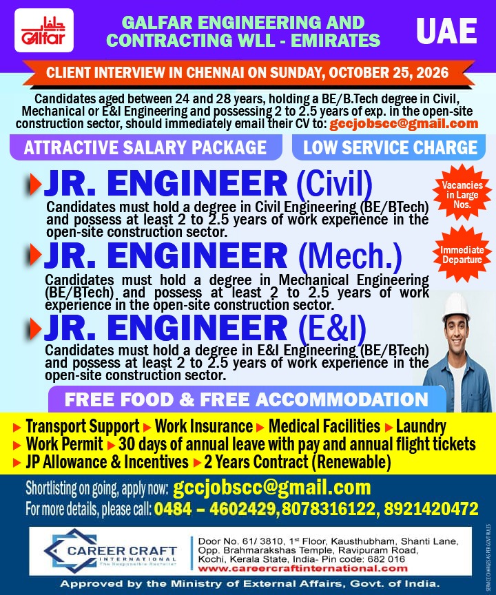 Galfar Engineering UAE Jobs – Walk-In Interview