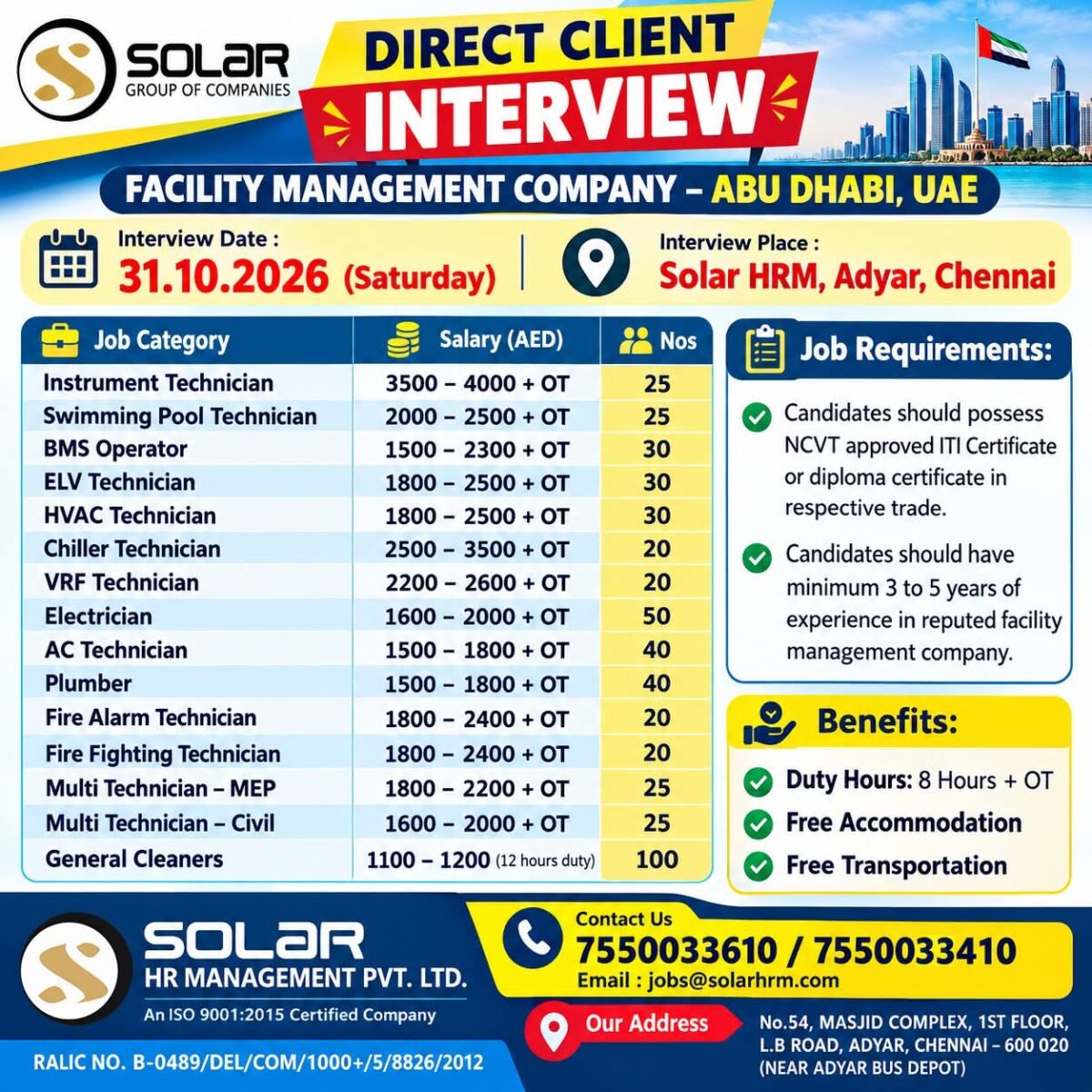 Instrument Technician, HVAC & Electrician Jobs in Abu Dhabi – Client Interview