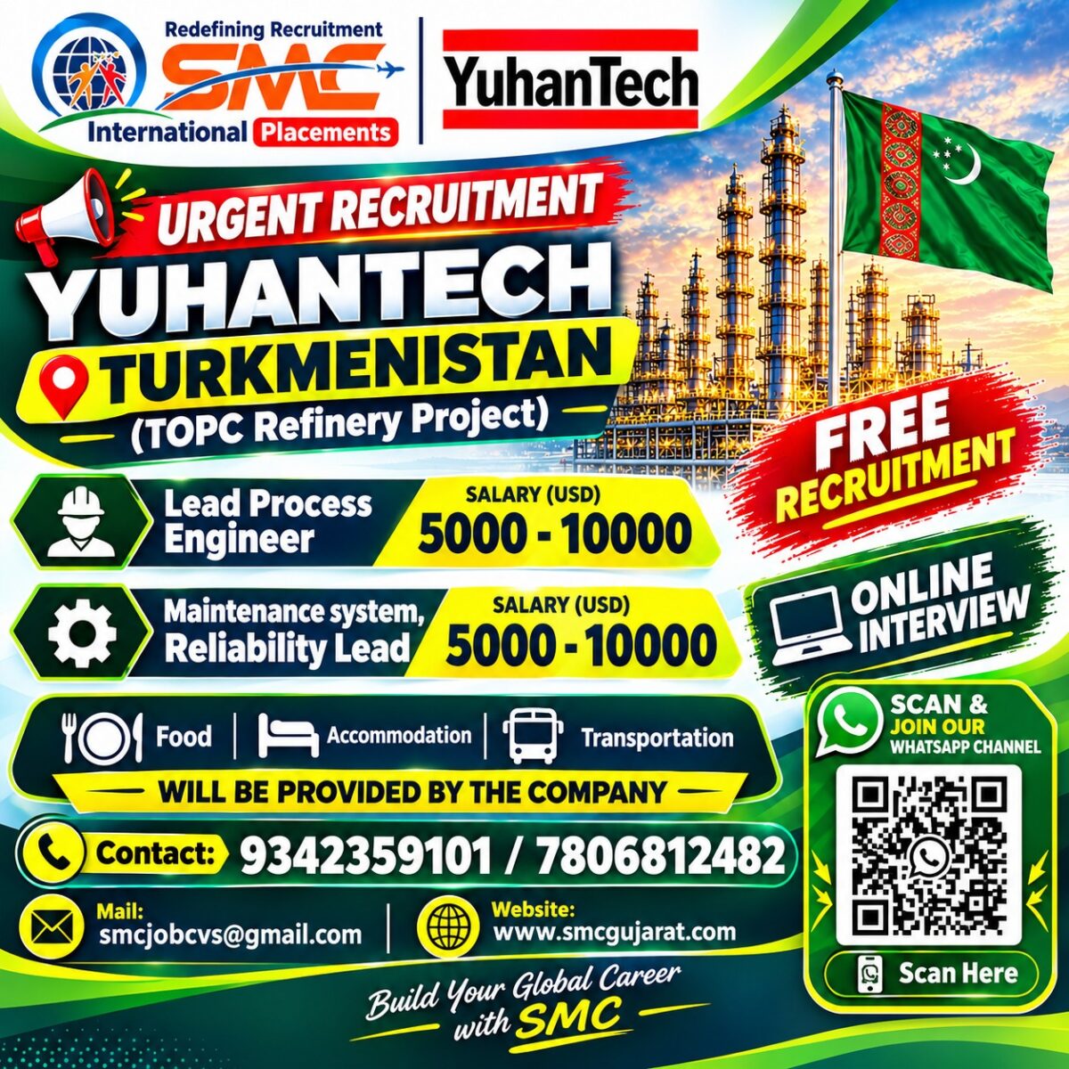 Lead Process Engineer and Maintenance System Reliability Lead Jobs in Turkmenistan – Online Interview