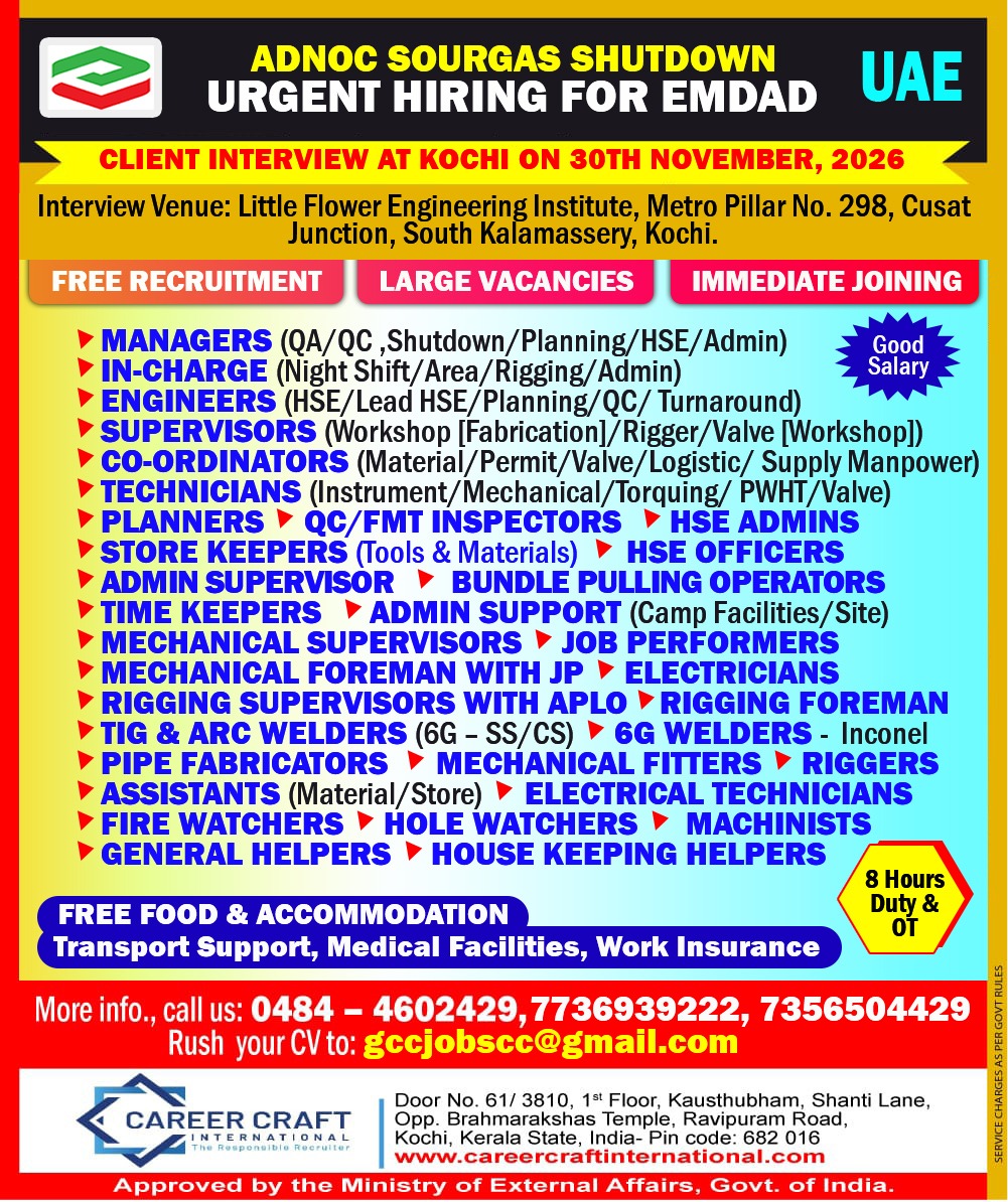 Manager, Engineer and Technician Jobs in UAE – Client Interview in Kochi