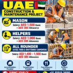 Mason, Steel Fixer and Helper Jobs in UAE – Urgent Hiring