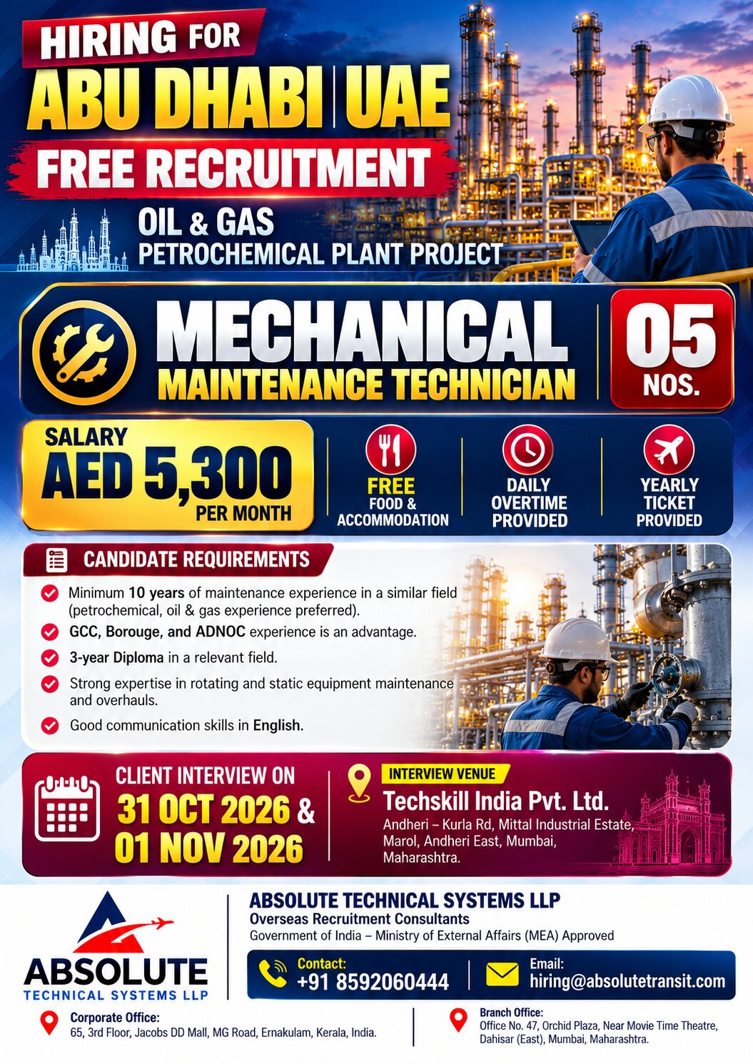 Home 8 Mechanical Maintenance Technician Jobs in Abu Dhabi