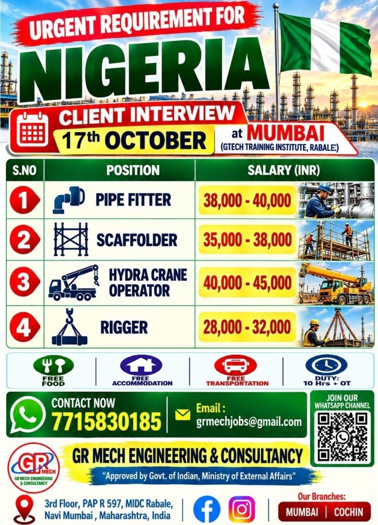 Nigeria Job Vacancy - Urgent Client Interview in Mumbai 4 Nigeria Job Vacancy – Urgent Client Interview in Mumbai