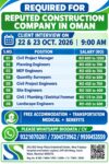 Oman Job Vacancy – Construction Company Hiring