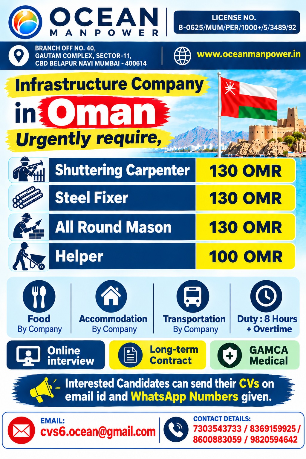 Oman Job Vacancy – Urgent Hiring at Ocean Manpower