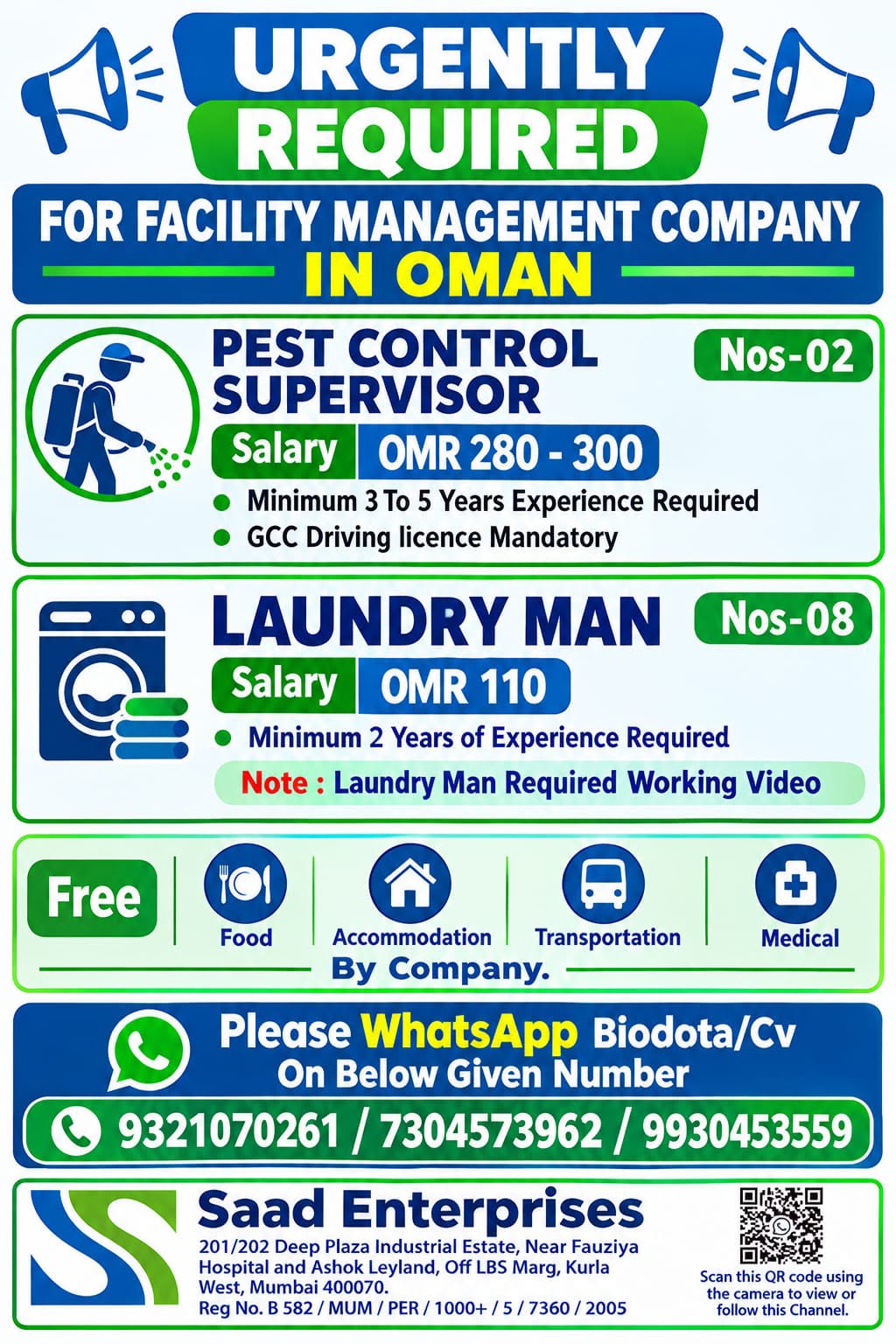 Oman Job Vacancy – Urgent Hiring at Saad Enterprises
