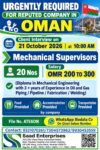 Oman Job Vacancy – Mechanical Supervisor at Saad Enterprises