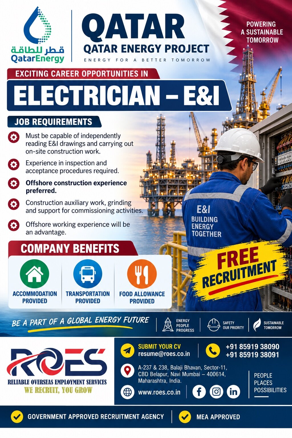Qatar Energy Project Jobs – Electrician & E&I
