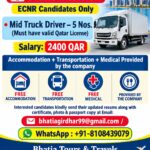 Qatar Job Vacancy – Mid Truck Driver Hiring at Bhatia Tours