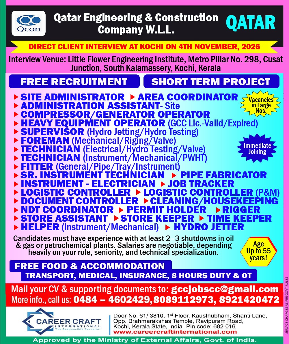 Site Administrator, Area Coordinator and Supervisor Jobs in Qatar – Client Interview