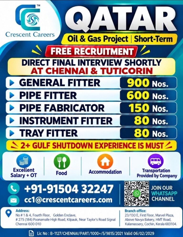 Qatar Job Vacancy - Crescent Careers Free Recruitment 3 Qatar Job Vacancy – Crescent Careers Free Recruitment