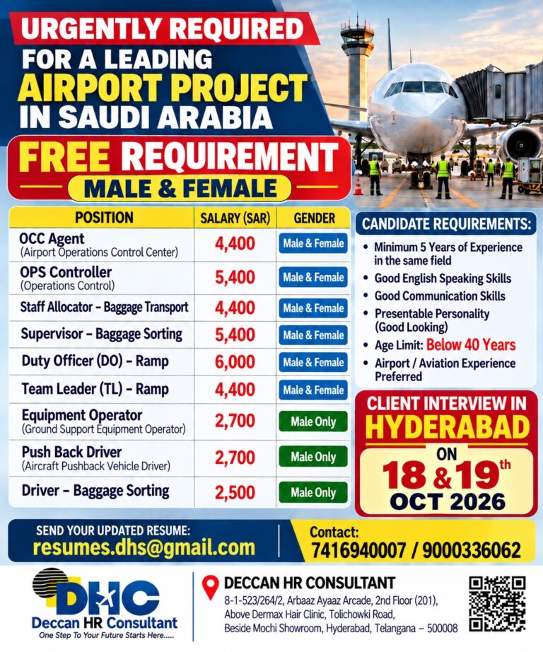 Saudi Arabia Airport Project Jobs – Deccan HR Consultant