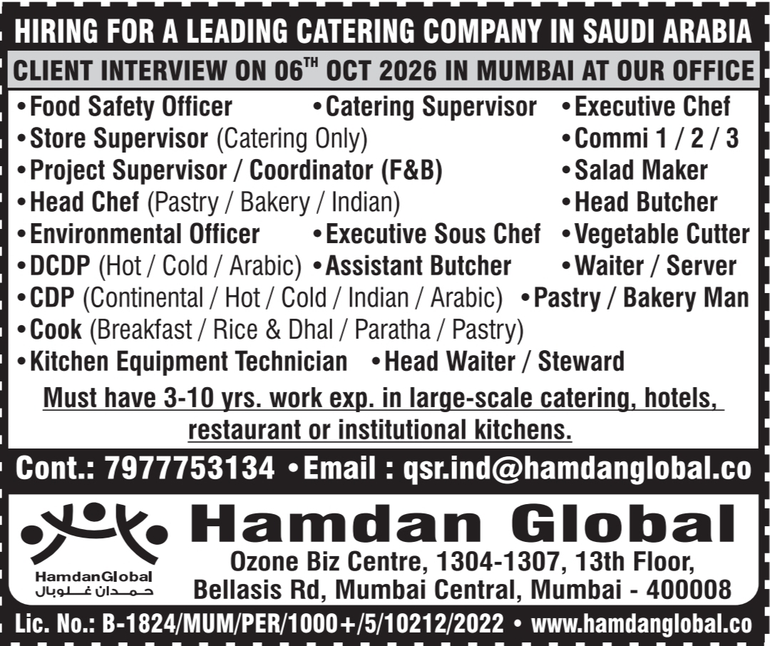 Saudi Arabia Catering Jobs – Client Interview in Mumbai