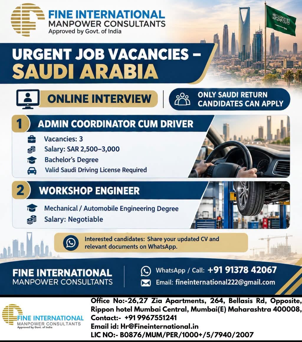 Saudi Arabia Job Vacancies – Fine International