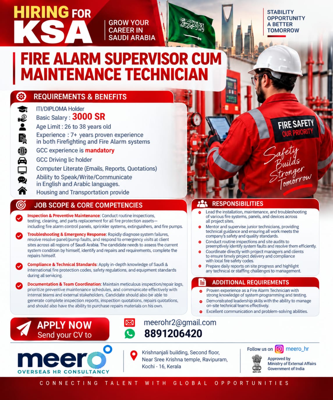 Saudi Arabia Job Vacancy – Fire Alarm Supervisor Hiring