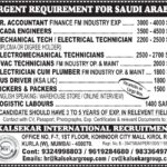 Saudi Arabia Job Vacancy – Urgent Hiring at Kalsekar International