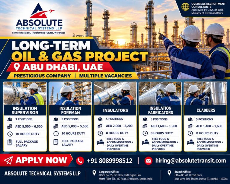 UAE Job Vacancy - Long-Term Oil & Gas Project Hiring 5 UAE Job Vacancy – Long-Term Oil & Gas Project Hiring