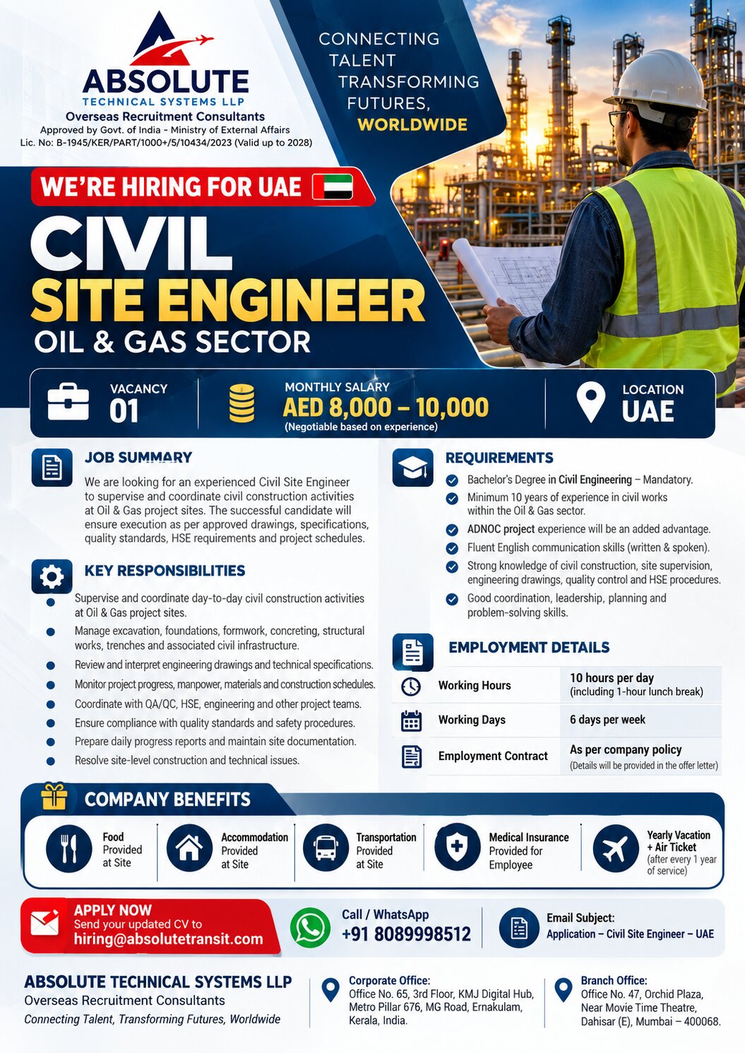 UAE Job Vacancy – Civil Site Engineer Hiring at Absolute