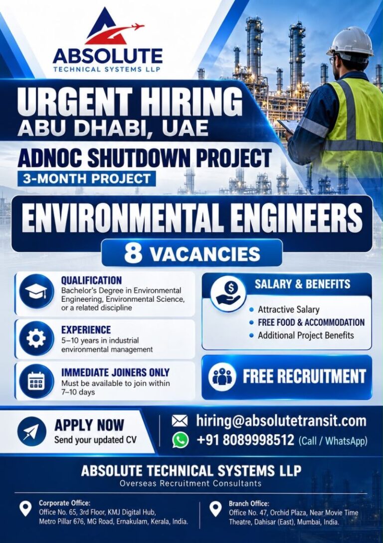 UAE Job Vacancy – Environmental Engineers at Absolute Technical Systems