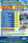 URGENTLY REQUIRED FOR REPUTED INFRASTRUCTURE CONSTRUCTION COMPANY IN UAE