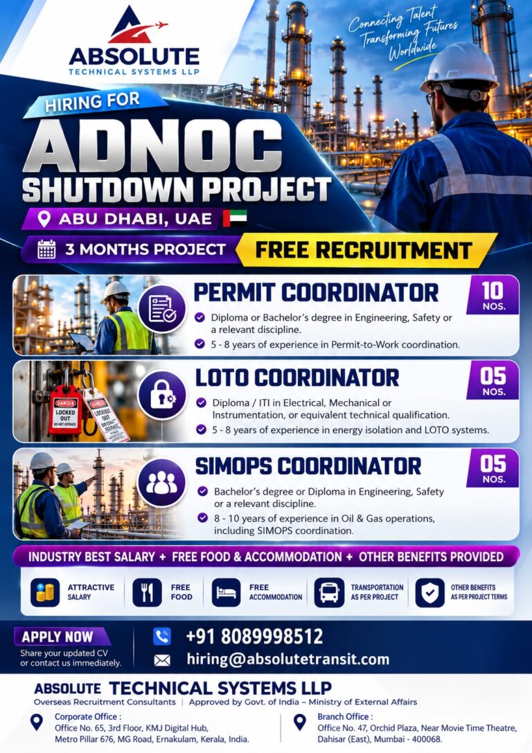 UAE Job Vacancy – ADNOC Shutdown Project