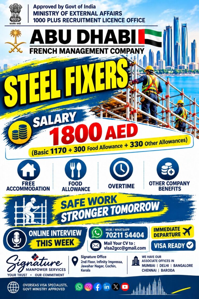 UAE Job Vacancy – Steel Fixers Urgent Hiring
