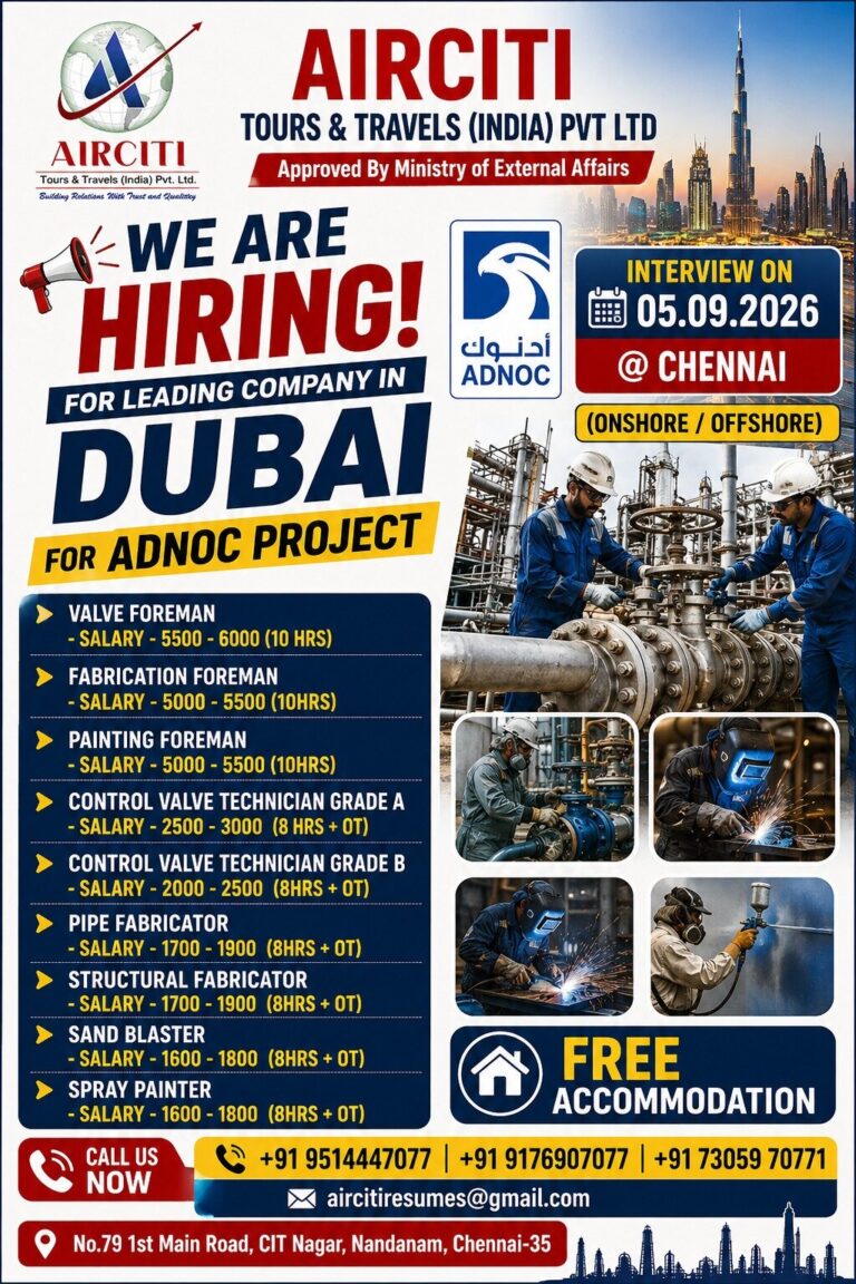 ADNOC PROJECT IN UAE DIRECT CLIENT IN CHENNAI ON 05th SEPTEMBER 2026 @CHENNAI 2 ADNOC PROJECT IN UAE DIRECT CLIENT IN CHENNAI ON 05th SEPTEMBER 2026 @CHENNAI