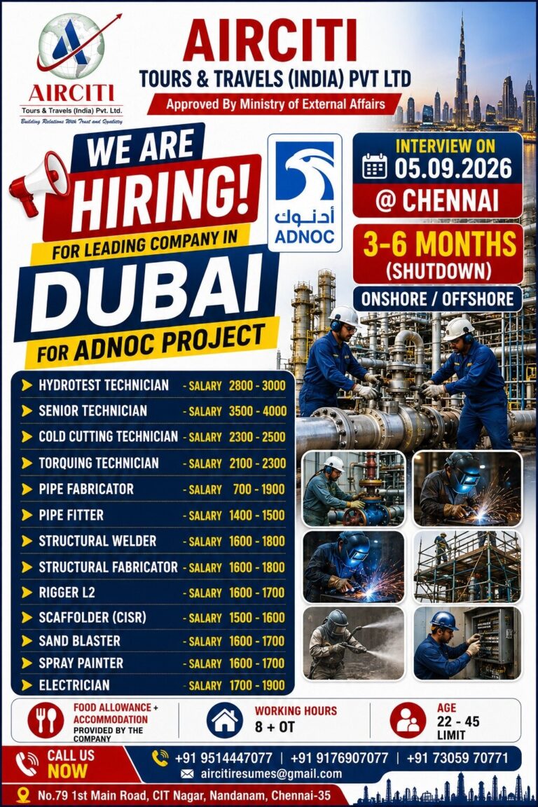 ADNOC PROJECT IN UAE DIRECT CLIENT IN CHENNAI ON 05th SEPTEMBER 2026 @CHENNAI 1 ADNOC PROJECT IN UAE DIRECT CLIENT IN CHENNAI ON 05th SEPTEMBER 2026 @CHENNAI