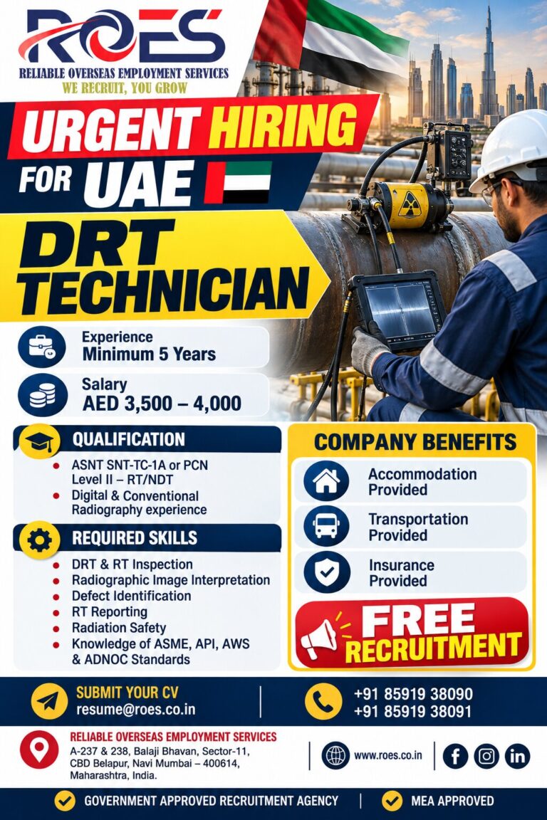 Urgently Required DRT Technician for UAE 7 Urgently Required DRT Technician for UAE