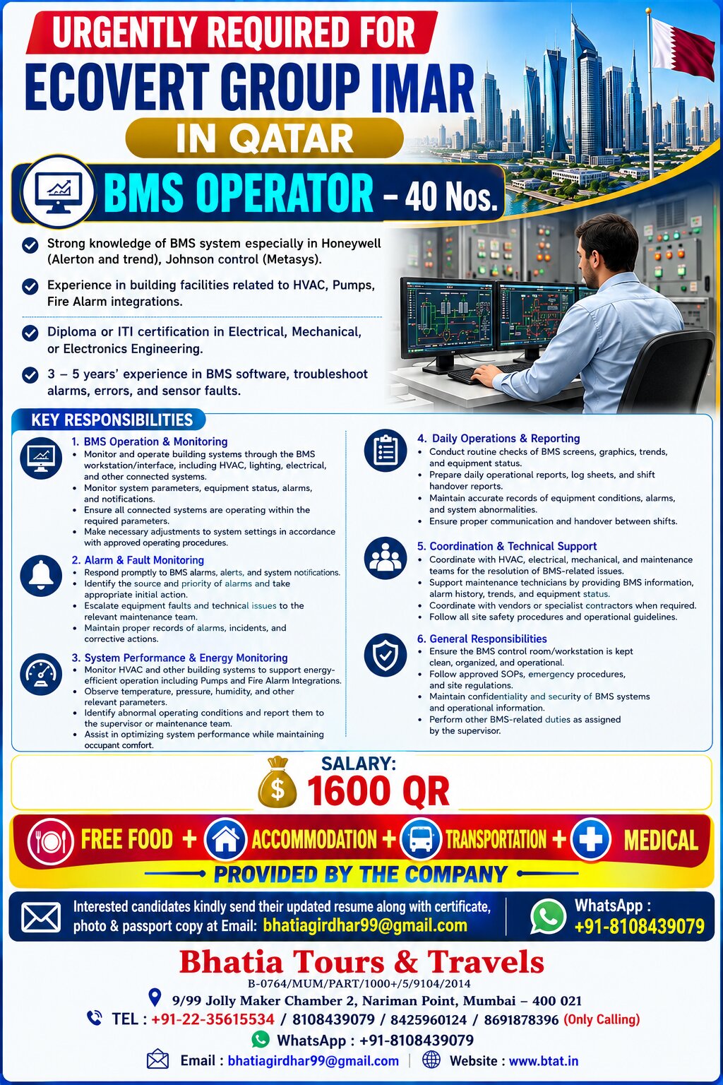URGENTLY REQUIRED FOR ECOVERT GROUP IMAR IN QATAR