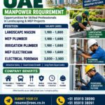 🇦🇪 UAE – MANPOWER REQUIREMENT  Landscaping & MEP Projects