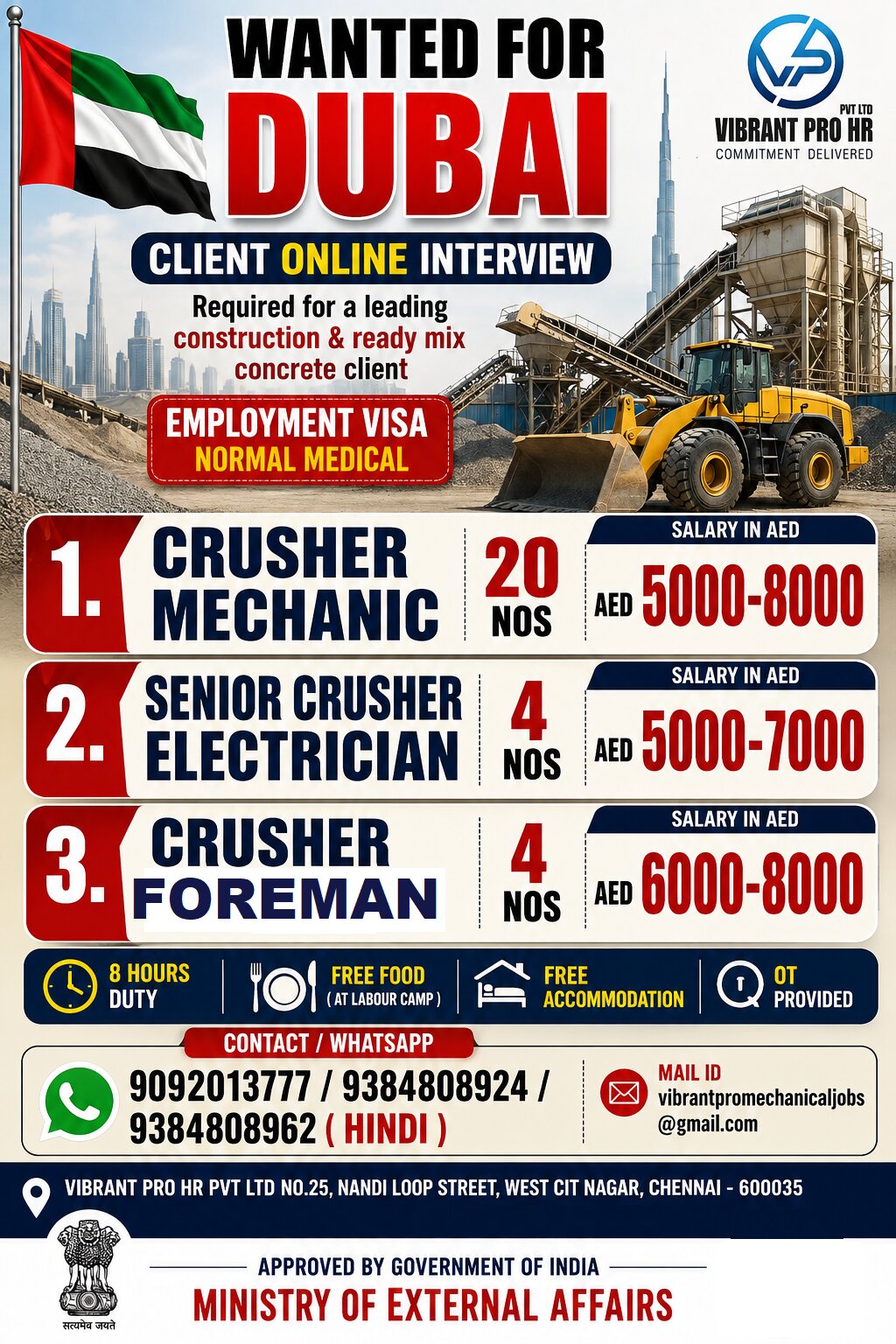 URGENT REQUIREMENT FOR DUBAI