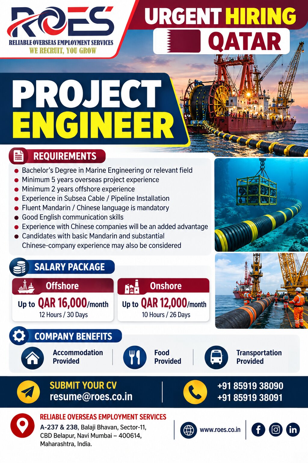 Project Engineer for Offshore Project in Qatar