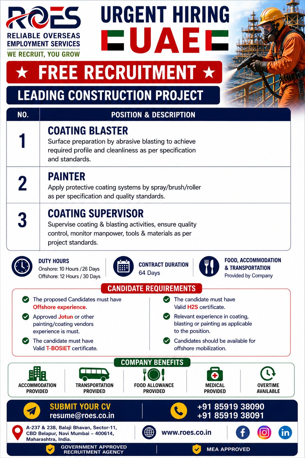 🇦🇪 URGENT HIRING – UAE 🇦🇪 🔴 FREE RECRUITMENT 🔴  LEADING CONSTRUCTION PROJECT