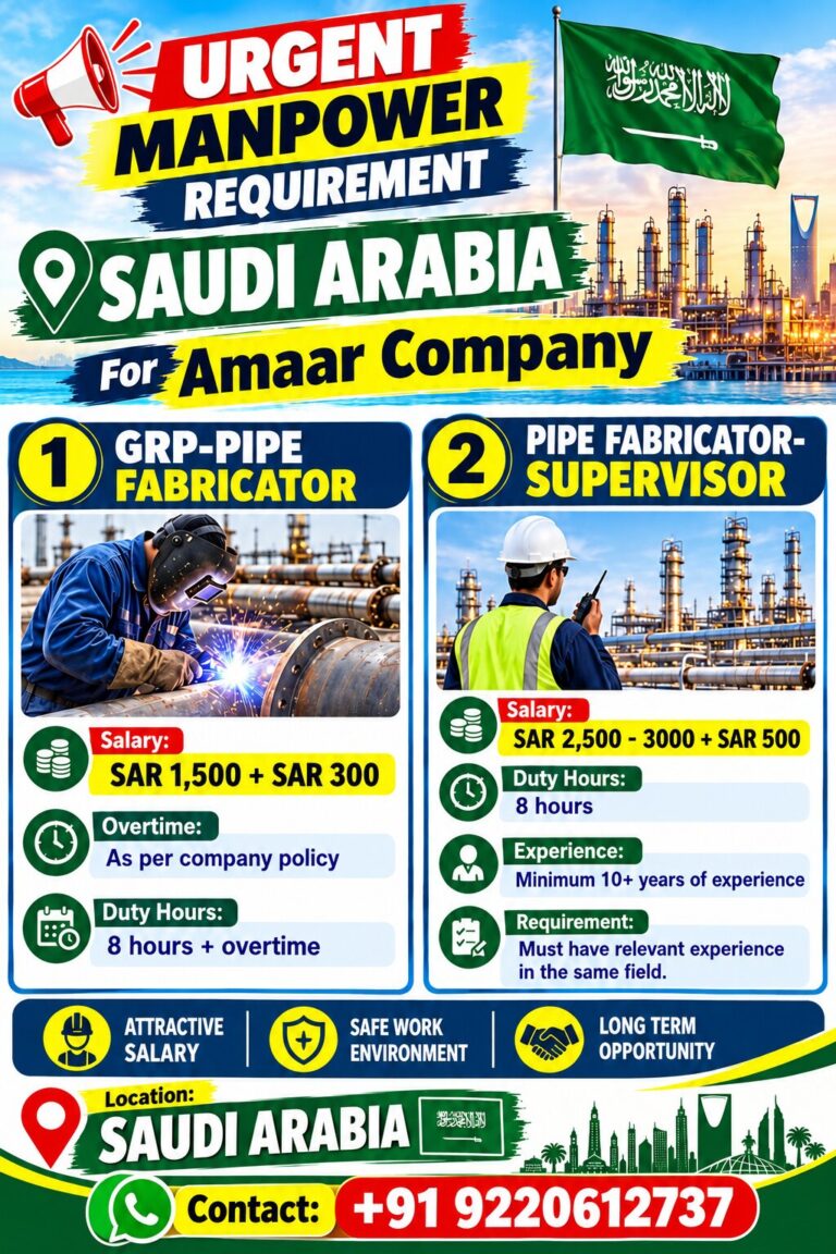GRP-Pipe Fabricator : : URGENT FOR SAUDI ARABIA