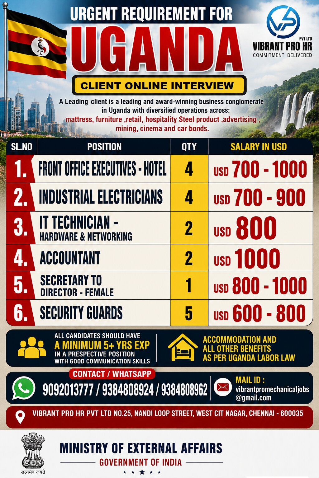 URGENT REQUIREMENT FOR UGANDA