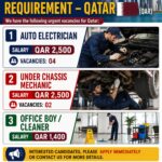 AUTO ELECTRICIAN,UNDER CHASSIS MECHANIC, OFFICE BOY / CLEANER