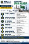 URGENTLY REQUIRED FOR SAUDI ARABIA