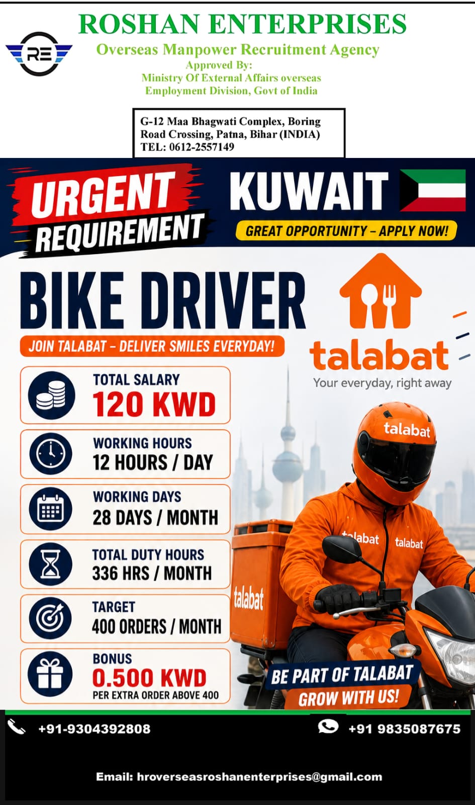URGENT REQUIREMENT FOR KUWAIT