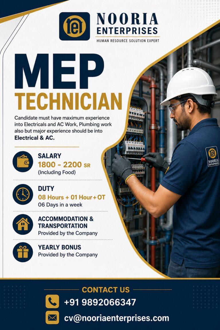 URGENTLY REQUIRED FOR SAUDI ARABIA