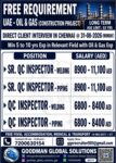 FREE REQUIREMENT – UAE – OIL & GAS – LONG TERM (CONSTRUCTION PROJECT ) DIRECT CLIENT INTERVIEW IN CHENNAI @31-08-2026( MONDAY ) CONTACT :  7200630154