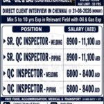 FREE REQUIREMENT – UAE – OIL & GAS – LONG TERM (CONSTRUCTION PROJECT ) DIRECT CLIENT INTERVIEW IN CHENNAI @31-08-2026( MONDAY ) CONTACT :  7200630154