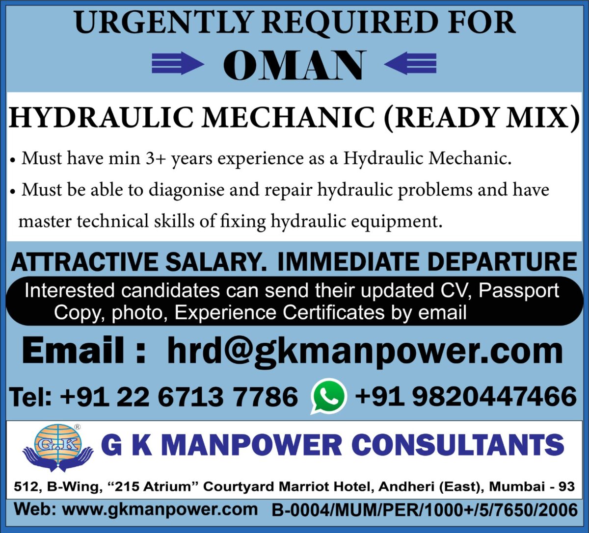 HYDRAULIC MECHANIC (READY MIX)