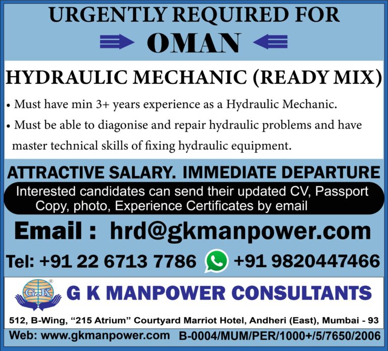HYDRAULIC MECHANIC (READY MIX)